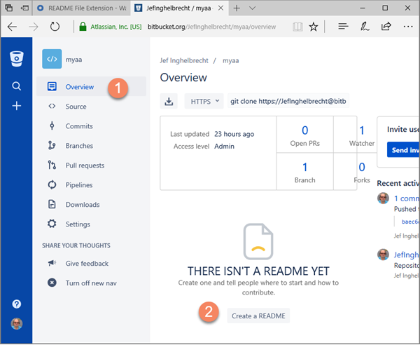 BitBucket Create a README